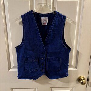 Vintage Sundance Denim Wear Cotton Blue Vest with Pockets ~ Small ~ Made in USA